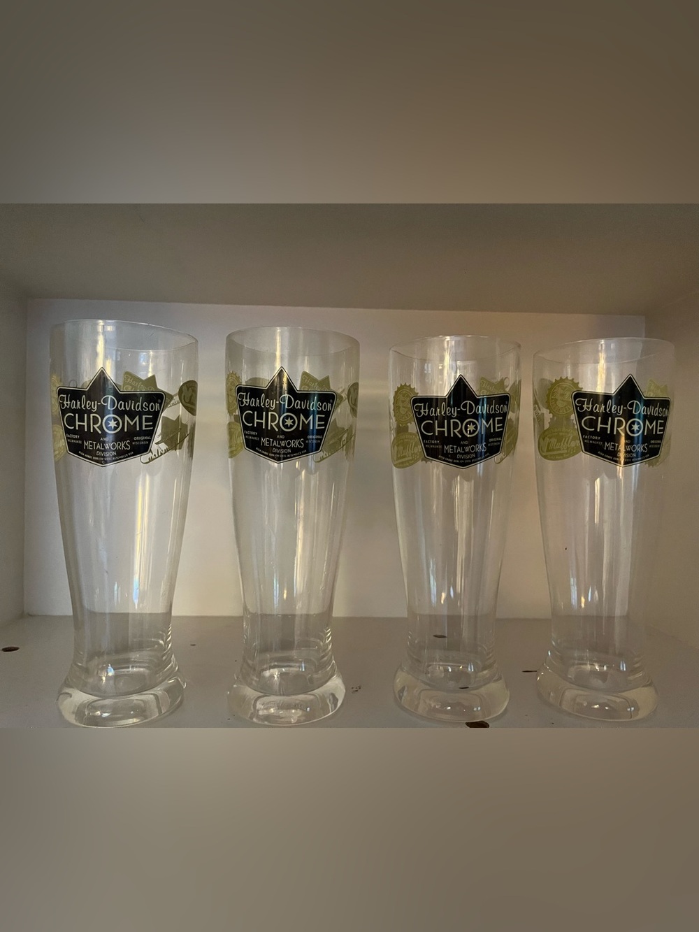 Harley Davidson Chrome And Metalworks Acrylic Tumblers 4 Pilsner Set Of 4
